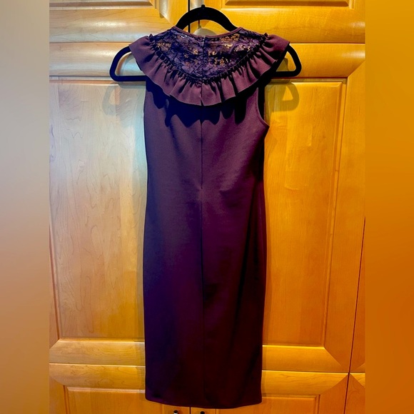 Zara Collection Burgundy Midi dress Lace Detail Collar New with Tags Size Small - Picture 2 of 9